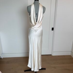 Elegant Ivory Satin Strapless Evening Dress